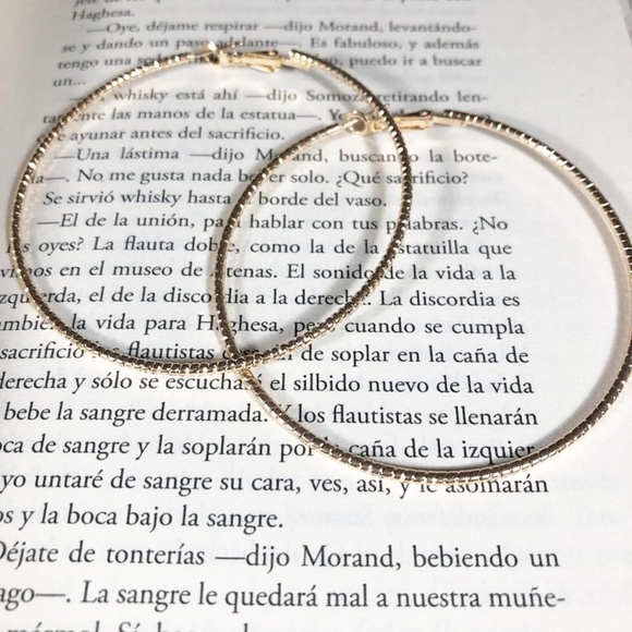 LARGE STREET SKINNY HOOP EARRINGS - Picture 1 of 1